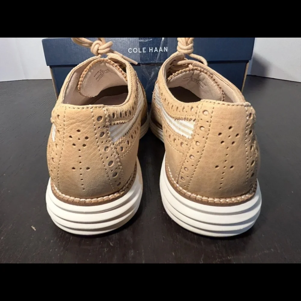 Cole Haan ØriginalGrand Remastered Longwing Oxford Shoes Sesame/Ivory Mens 8.5W